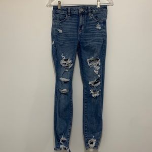 American Eagle Distressed High Rise Skinny Jeans